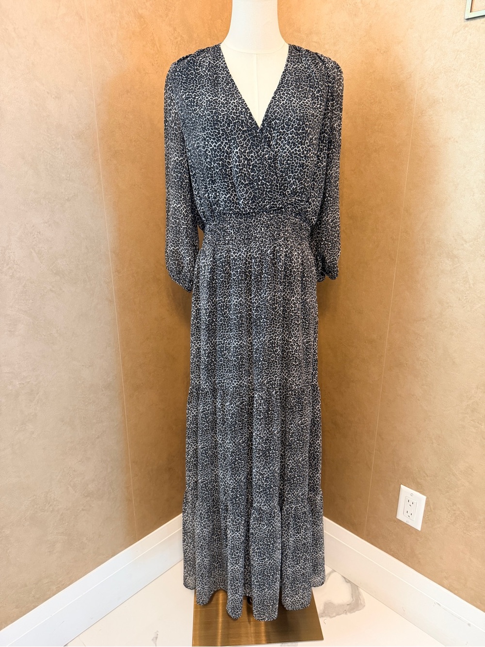 New York & Company Black and White Animal Print Maxi Dress